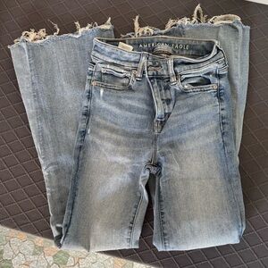 American Eagle Outfitters Women's Light Blue Bell Bottom Jeans